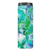 青と緑の大理石の流体アートパーソナライズされた タンブラー (裏面)