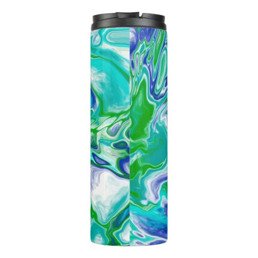 青と緑の大理石の流体アートパーソナライズされた タンブラー (裏面)