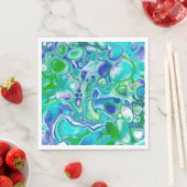 青と緑の大理石の流体アート抽象芸術 スタンダードランチョンナプキン (インサイチュ)