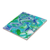 青と緑の大理石の流体アート抽象芸術 タイル (側面)