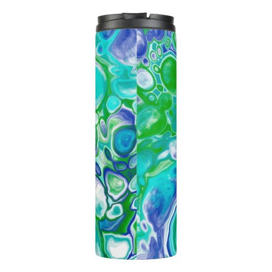青と緑の大理石の流体アート抽象芸術 タンブラー (裏面)