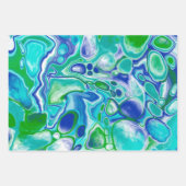 青と緑の大理石の流体アート抽象芸術 ラッピングペーパーシート (正面)