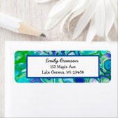 青と緑の大理石の流体アート抽象芸術 ラベル (インサイチュ)