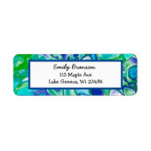 青と緑の大理石の流体アート抽象芸術 ラベル (正面)