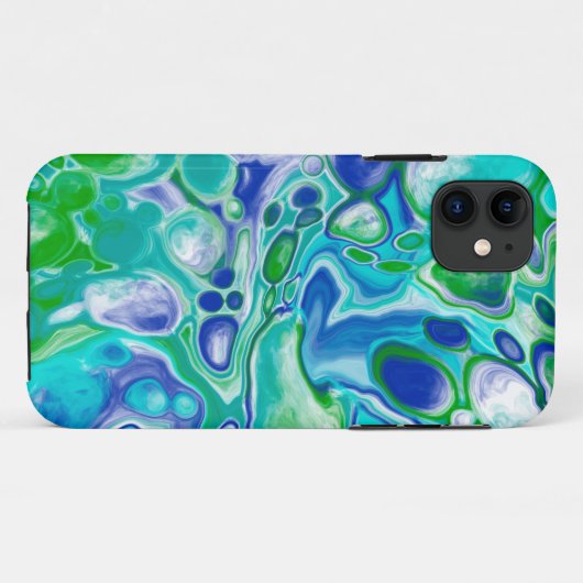 青と緑の大理石の流体アート抽象芸術 Case-Mate iPhoneケース (裏面(横))