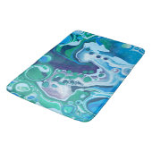 青と緑の大理石の流体アート バスマット (アングル)