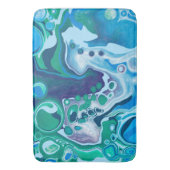 青と緑の大理石の流体アート バスマット (正面縦)