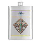 青と緑の宝石を持つ神秘的なクロスブルック フラスク (正面)