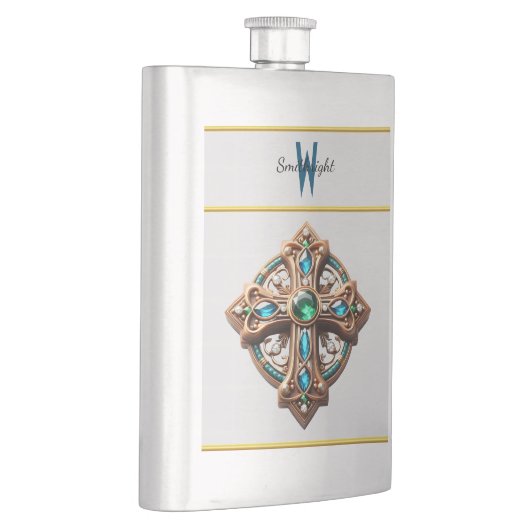 青と緑の宝石を持つ神秘的なクロスブルック フラスク (右)