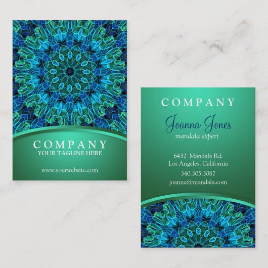 青と緑の宝石マンダラ 名刺 (正面/裏面)