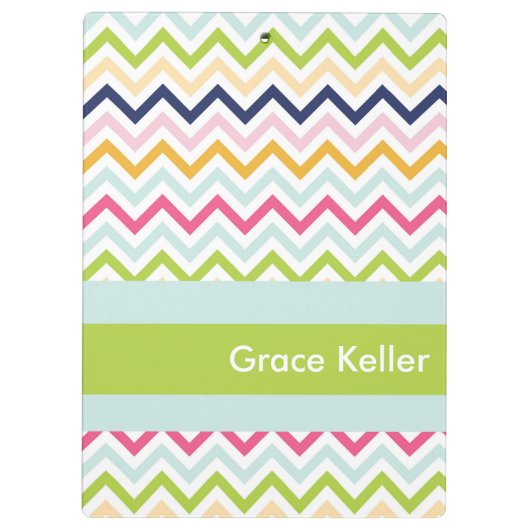 青と緑の山形のクリップボパーソナライズされたード クリップボード (裏面)