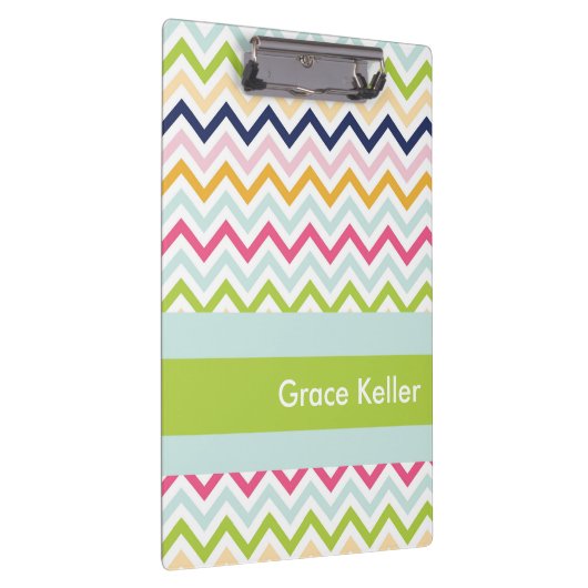 青と緑の山形のクリップボパーソナライズされたード クリップボード (右)