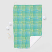 青と緑の市松模様の抽象柄 ゴルフタオル (インサイチュ)