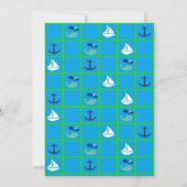 青と緑の帆船の海事をテーマにした招待状 招待状 (裏面)