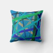 青と緑の幾何学模様モノグラム クッション (裏面)