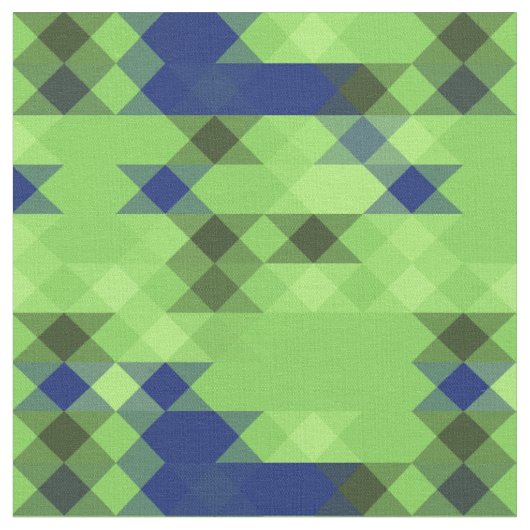 青と緑の幾何学模様 ファブリック (クローズアップ)