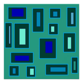 青と緑の幾何学的デザイン ポスター