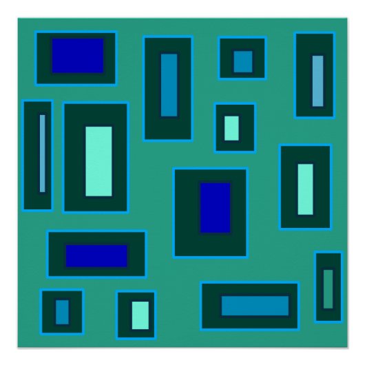 青と緑の幾何学的デザイン ポスター (正面)