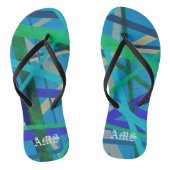 青と緑の幾何学的パターン ビーチサンダル (ソール)