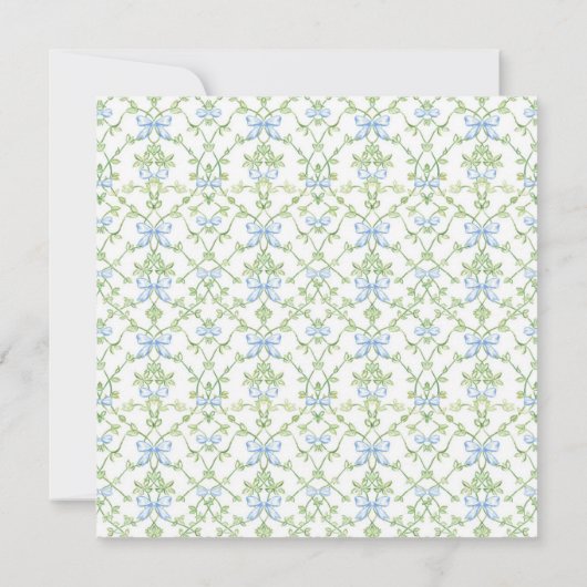 青と緑の弓とつる植物格子 ノートカード (裏面)