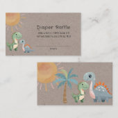 青と緑の恐竜の少年おむつラッフル 名刺 (正面/裏面)