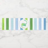 青と緑の恐竜の緑ストライプ恐竜 ペットボトルラベル (シングルラベル)