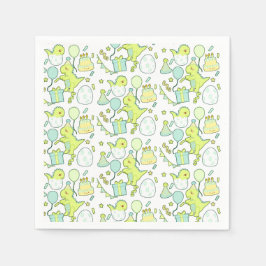 青と緑の恐竜誕生日 スタンダードカクテルナプキン