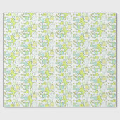 青と緑の恐竜誕生日 ラッピングペーパー (フラット)