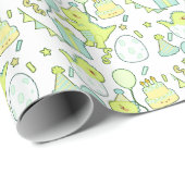 青と緑の恐竜誕生日 ラッピングペーパー (ロールコーナー)