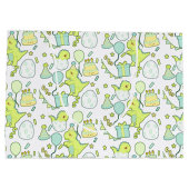 青と緑の恐竜誕生日 ラージペーパーバッグ (裏面)