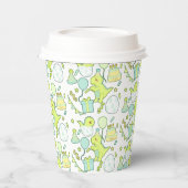 青と緑の恐竜誕生日 紙コップ (左)