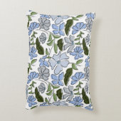 青と緑の手描きフローラブロックプリント アクセントクッション (裏面(縦))
