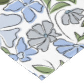 青と緑の手描きフローラブロックプリント テーブルクロス (アングル)