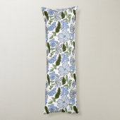 青と緑の手描きフローラブロックプリント ボディピロー (裏面 (縦))