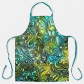 青と緑の抽象デザイン エプロン (正面)