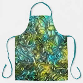 青と緑の抽象デザイン エプロン