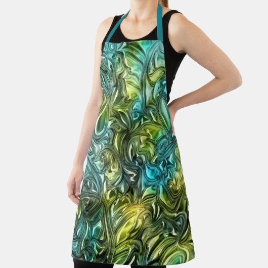 青と緑の抽象デザイン エプロン (インサイチュ)