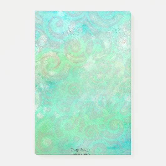 青と緑の抽象芸術アート ポストイット (正面)