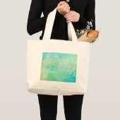 青と緑の抽象芸術アート ラージトートバッグ (正面(商品))