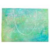 青と緑の抽象芸術アート ラージペーパーバッグ (裏面)