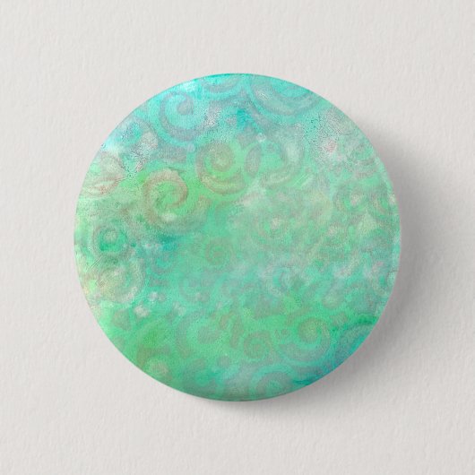 青と緑の抽象芸術アート 缶バッジ (正面)