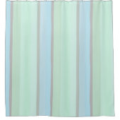 青と緑の抽象芸術ストライプ シャワーカーテン (正面)