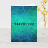 青と緑の抽象芸術ハッピーバースデー! カード (黄色い花)