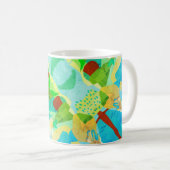 青と緑の抽象芸術マグカップ – 穏やかな自然 コーヒーマグカップ (正面右)