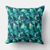 青と緑の抽象芸術図形のパターン クッション (正面)