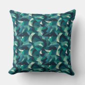 青と緑の抽象芸術図形のパターン クッション (正面)