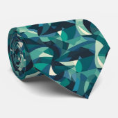 青と緑の抽象芸術図形のパターン ネクタイ (ロール)