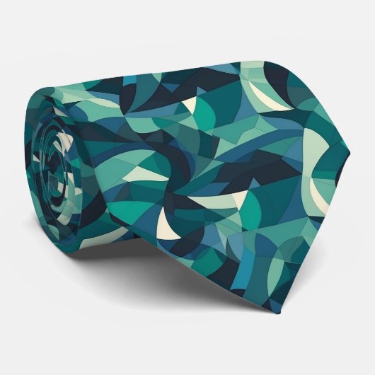 青と緑の抽象芸術図形のパターン ネクタイ (ロール)