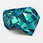 青と緑の抽象芸術図形のパターン ネクタイ (ロール)