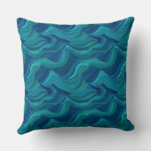青と緑の抽象芸術波 クッション (裏面)